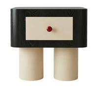GLigeT Mesitas Mesita de Noche Dos Tonos con un cajón y Patas Soporte cilíndricas Dobles for Dormitorio Auxiliar(Negro)