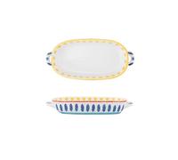 GLigeT Plato de lasaña pintado a mano, plato para hornear queso ánfora, plato para microondas con plato de pescado horneado, cuenco para hornear (B)