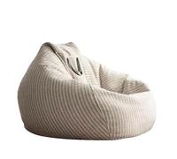 GLigeT Salas de Estar Puf con sofá Perezoso patrón de Rayas otomana for Sala Estar y Dormitorio(Blanco,Grande)