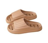 GLigeT Sliders Bathroom Shoes with Drainage Holes, Comfort Non-Slip House Shower Slippers Summer Lightweight Quick-Dry Pool Slides Verano(Bruin,Alpha Small)