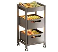 GLigeT Uso múltiple Estante de Almacenamiento Cocina con cajón extraíble y Carro rodante Delgado 3 Niveles cestas for Productos(Negro,Pequeño)