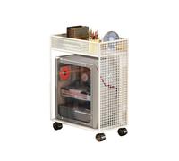 GLigeT Ventilación Soporte de Torre for PC con estantes Dobles Metal CPU 2 Niveles Ruedas giratorias Bloqueo Práctico(Blanco)