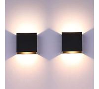 Glighone 2pcs Applique da Parete LED 10W Arriba y Abajo Aplique Pared Interior Aluminio Moderno Blanco Cálido 3000k Luz de Pared para Sala de Estar, Dormitorio, Negro
