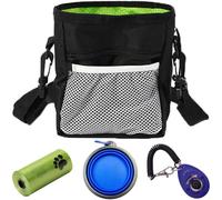Gliitatu Porta premios para perros Built-in Poop Bag Dispensador y Training Clicker y plegable Dog Bowl y Poop Bag 4 Pack Dog Training Kit para entrenamiento de mascotas con clip, correa ajustable