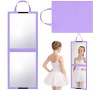 GlikCeil Espejo Plegable de Viaje de Longitud Completa - 33.5 x 13.4 Pulgadas para Colgar detrás del Escenario para Bolsa de Baile, SPA en casa, Eventos (Morado)