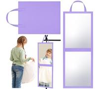 GlikCeil Espejo Plegable de Viaje de Longitud Completa - 33.5 x 13.4 Pulgadas para Colgar detrás del Escenario para Bolsa de Baile, SPA en casa, Eventos (Morado)