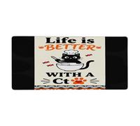 Glilade Alfombrilla de mouse grande para juegos, impermeable, antideslizante, con bordes cosidos, para computadora, laptop, teclado, oficina, hogar, trabajo, 16 x 35.5 pulgadas (Cat Chef Life)