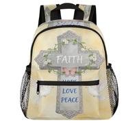 Glilade Mochila escolar para niños y niñas, mochila escolar con hebilla en el pecho, mochilas ligeras para jardín de infantes para viajes, guardería, campamento (Hope Love Peace)