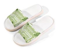 Glilade Pantuflas de casa para mujeres y hombres, antideslizantes, para interiores, puntera abierta, transpirables, de verano, para dormitorio, talla XL (Hola primavera)