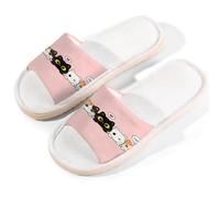 Glilade Pantuflas de casa para mujeres y hombres, antideslizantes, para interiores, puntera abierta, transpirables, de verano, para dormitorio, gato dice hola, Cat Say Hi, 11/11.5 UK Wide