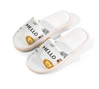 Glilade Pantuflas de casa para mujeres y hombres, antideslizantes, para interiores, puntera abierta, transpirables, de verano, para dormitorio, talla S (animal hola)