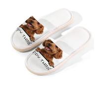 Glilade Pantuflas de casa para mujeres y hombres, antideslizantes, para interiores, puntera abierta, transpirables, de verano, para dormitorio, tamaño mediano (cosas de cachorro)