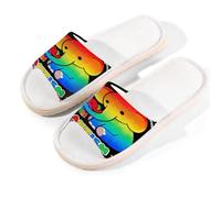 Glilade Pantuflas de casa para mujeres y hombres, antideslizantes, para interiores, puntera abierta, transpirables, para verano, para dormitorio, elefante colorido, conciencia sobre el autismo