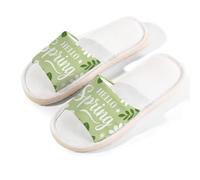Glilade Pantuflas de casa para mujeres y hombres, antideslizantes, para interiores, puntera abierta, transpirables, de verano, para dormitorio, talla M (Hola primavera)