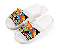 Glilade Pantuflas de casa para mujeres y hombres, antideslizantes, para interiores, puntera abierta, transpirables, de verano, para dormitorio, concienciación sobre el autismo, león, León de