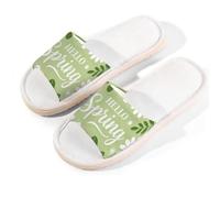 Glilade Pantuflas de casa para mujeres y hombres, antideslizantes, para interiores, puntera abierta, transpirables, de verano, para dormitorio, talla L (Hola primavera)