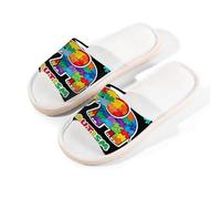 Glilade Pantuflas de casa para mujeres y hombres, antideslizantes, para interiores, puntera abierta, transpirables, para verano, para dormitorio, rompecabezas colorido, elefante para autismo