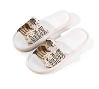 Glilade Pantuflas de casa para mujeres y hombres, antideslizantes, para interiores, puntera abierta, transpirables, para verano, para dormitorio, divertido libro de lectura de búho, Funny Owl Read