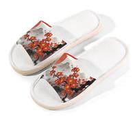 Glilade Pantuflas de casa para mujeres y hombres, antideslizantes, para interiores, puntera abierta, transpirables, de verano, para dormitorio, puesta de sol japonesa en flor de cerezo, Puesta de sol