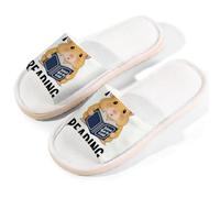 Glilade Pantuflas de casa para mujeres y hombres, antideslizantes, para interiores, puntera abierta, transpirables, de verano, para dormitorio, talla XL (lectura de hámster)