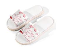 Glilade Pantuflas de casa para mujeres y hombres, antideslizantes, para interiores, puntera abierta, transpirables, de verano, para dormitorio, a las niñas les gustan los globos, A la chica le gustan