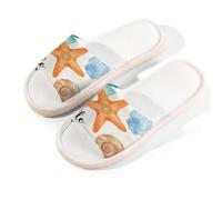 Glilade Pantuflas de casa para mujeres y hombres, antideslizantes, para interiores, puntera abierta, transpirables, de verano, para dormitorio, talla M (hola verano)