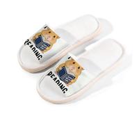Glilade Pantuflas de casa para mujeres y hombres, antideslizantes, para interiores, puntera abierta, transpirables, de verano, para dormitorio, talla S (lectura de hámster)