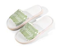 Glilade Pantuflas de casa para mujeres y hombres, antideslizantes, para interiores, puntera abierta, transpirables, de verano, para dormitorio, talla M (flor de hola primavera)