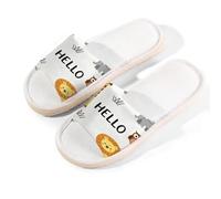 Glilade Pantuflas de casa para mujeres y hombres, antideslizantes, para interiores, puntera abierta, transpirables, de verano, para dormitorio, talla M (animal hola)