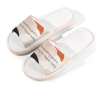 Glilade Pantuflas de casa para mujeres y hombres, antideslizantes, para interiores, puntera abierta, transpirables, de verano, para dormitorio, talla XL (algo sucede)