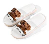 Glilade Pantuflas de casa para mujeres y hombres, antideslizantes, para interiores, puntera abierta, transpirables, de verano, para dormitorio, talla XL (cosas de cachorro)