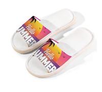 Glilade Pantuflas de casa para mujeres y hombres, antideslizantes, para interiores, puntera abierta, transpirables, de verano, para dormitorio, talla M (hola verano)