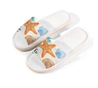 Glilade Pantuflas de casa para mujeres y hombres, antideslizantes, para interiores, puntera abierta, transpirables, de verano, para dormitorio, talla S (hola verano)