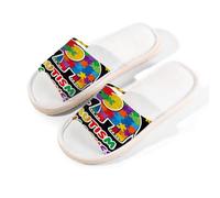 Glilade Pantuflas de casa para mujeres y hombres, antideslizantes, para interiores, puntera abierta, transpirables, de verano, para dormitorio, concienciación sobre el autismo, Elephant Autism