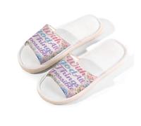 Glilade Pantuflas de casa para mujeres y hombres, antideslizantes, para interiores, puntera abierta, transpirables, de verano, para dormitorio, talla S (todas las cosas son posibles flores)