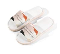 Glilade Pantuflas de casa para mujeres y hombres, antideslizantes, para interiores, puntera abierta, transpirables, de verano, para dormitorio, talla S (algo sucede)