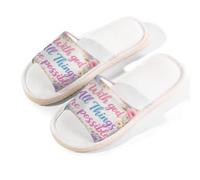 Glilade Pantuflas de casa para mujeres y hombres, antideslizantes, para interiores, puntera abierta, transpirables, de verano, para dormitorio, todas las cosas son posibles, flores, All Things Are