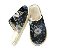 Glilade Pantuflas peludas para mujer, suaves, cálidas, para interiores y hogares, Blueberry Windflower, 41/42 EU