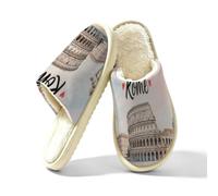 Glilade Pantuflas peludas para mujer, suaves, cálidas, para interiores y hogares, Coliseo romano, 45/45.5 EU