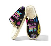 Glilade Pantuflas peludas para mujer, suaves, cálidas, para interiores y hogares, De vuelta a los años 90, 43.5/44.5 EU