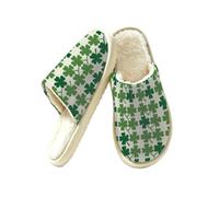 Glilade Pantuflas peludas para mujer, suaves, cálidas, para interiores y hogares, Green Leaves St Patrick S Day, 43.5/44.5 EU
