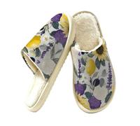 Glilade Pantuflas peludas para mujer, suaves, cálidas, para interiores y hogares, Lavanda, girasol, limón, 43.5/44.5 EU
