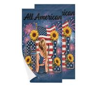 Glilade Paquete de 2 toallas de mano para baño, cocina, cocina, 28.3 x 14.4 pulgadas, absorbentes, suaves, para decoración de gimnasio, playa, spa (All American Girl Happy 4th of July)