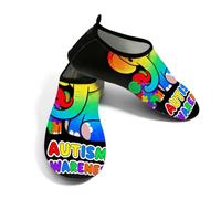 Glilade Zapatos de agua para mujeres y hombres, zapatos de playa para piscina, yoga, surf, Elefante colorido para concienciar sobre el autismo, 43.5/44.5 EU