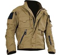 GLIMDA Chaqueta táctica multiuso todo terreno para hombres, casual, impermeable, versátil, abrigos militares cálidos con 12 bolsillos, chaqueta de invierno para hombres (color: caqui-b, talla: L)