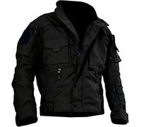 GLIMDA - Chaqueta táctica todo terreno multiusos para hombre - Casual - Impermeable - Multiusos - Cálido - Chaquetas militares con 12 bolsillos - Chaqueta de invierno para hombre, Negro , M