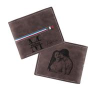 Glimmerday Cartera de Hombre Personalizada, Cartera de Cuero Grabada con Inicial Nombre, Cartera RFID para Hombre, Regalos Día del Padre, Regalo de Cumpleaños para Maridos (Marron)