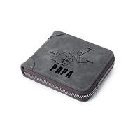 Glimmerday Carteras con Cremallera Personalizadas para Hombres, Cartera de Cuero Plegable con Grabado Personalizado de 2 a 5 Nombres para Papá, Padre, Abuelo (3 Nombres)