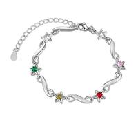 Glimmerday Pulsera Personalizada Infinity de Plata, Pulsera para Mujer con el Nombre y la Piedra de Nacimiento Grabados, Regalo para el Día de la Madre