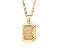 Glimmerst Collar con colgante de inicial, chapado en oro de 18 quilates, de acero inoxidable, collar con nombre personalizado para mujer plateado